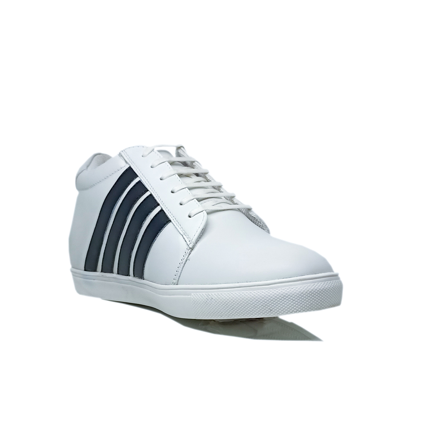 Elevato Height Increasing White Leather Sneakers – 3 Inches