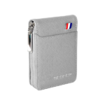 PU Leather Vertical Card Holder & Wallet – 9 Slots, Zipper Coin Purse, Unisex – Silver Grey